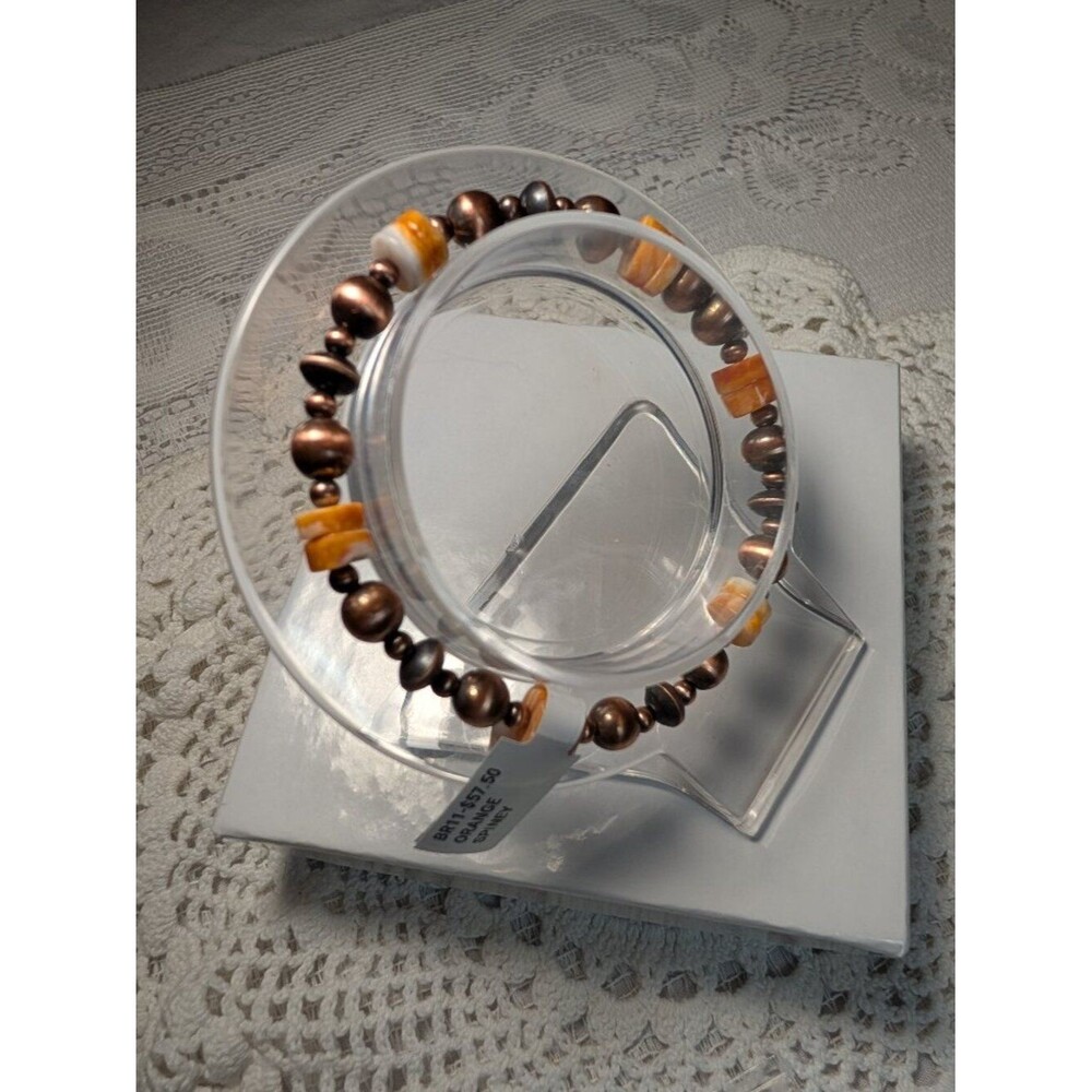 Pure Copper and Spiny Oyster Shell Stretch Bracelet